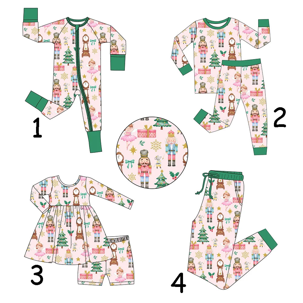 New Design Christmas Pajamas Matching Toddler Clothing One Piece Zipper Baby Boy Autumn Clothing Customized Milk Silk Nutcracker