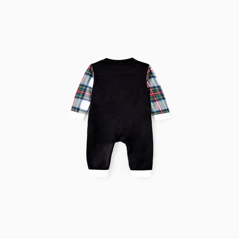 PatPat Christmas Pajamas Family Matching Xmas Light Jolly Vibes Long Sleeves Top Plaid Pants Pjs Sets