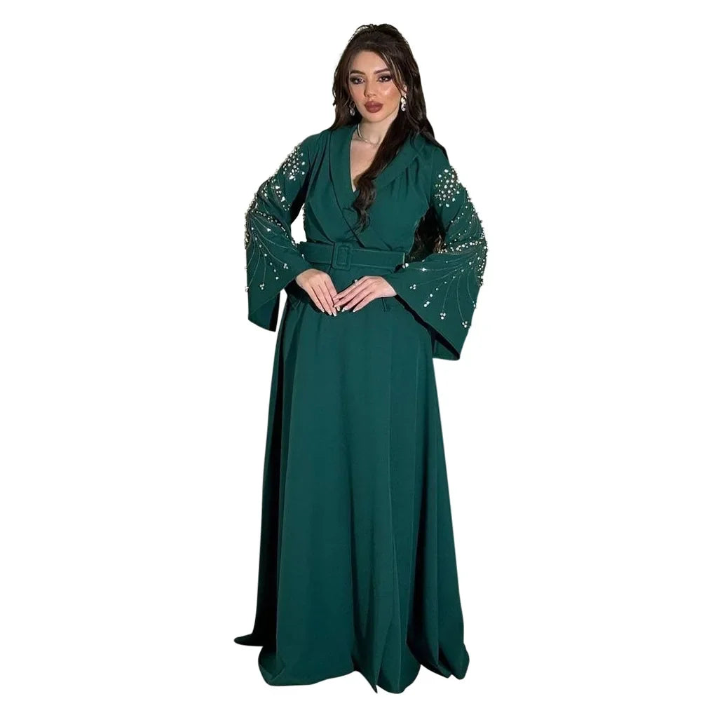 Maxy Luxury Diamonds Muslim Elegant Women Dresses Caftan Moroccan Dubai Kaftan Gown Evening Party dress