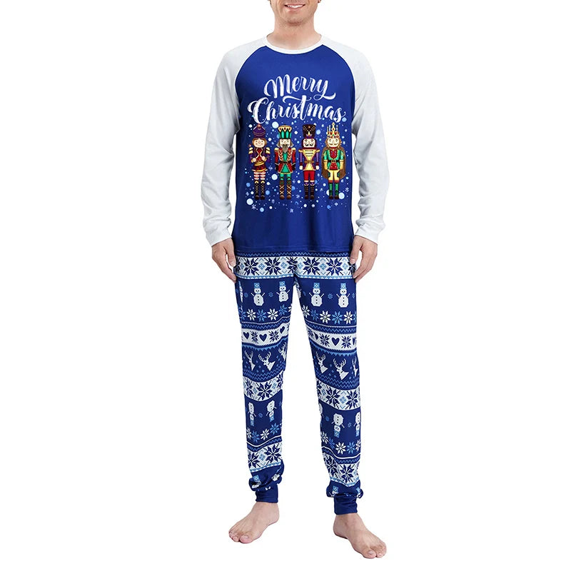 Christmas Family Matching Pajama Set Reindeer Print Long Sleeve Tops with Cozy Elastic Waist Pants for Winter Holiday Season