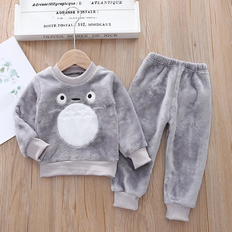 Babs Boy Clothing Set Autumn and Winter Velvet Thick Warm Casual Hooded Sweater Cartoon Cute Bear 3Pcs Toddler Girl Clothes Suit