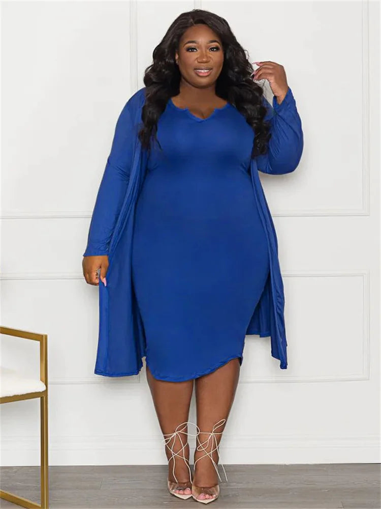 Maxy Plus Size Dress Sets 2 Piece Outfits Maxy Dresses Out Wear Coat Sexy Matching Suit Fall Clothes