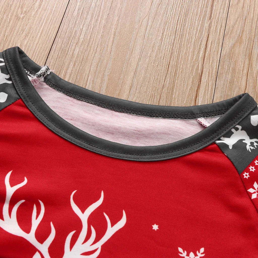 NEW Christmas Pajamas Set Family Matching Outfits Clothing Xmas Adult Kids Cute Party Nightwear  Cartoon Deer Sleepwear