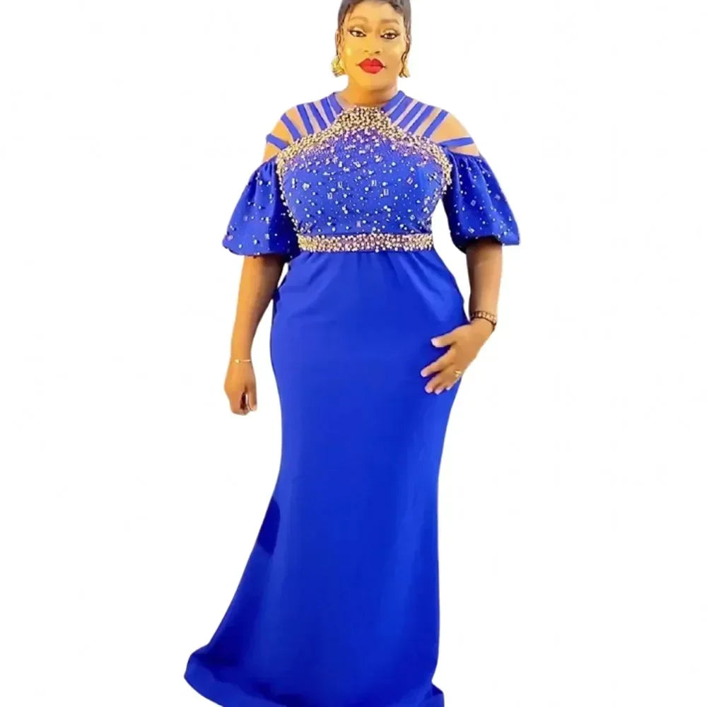 Maxy Plus Size Party Dresses for Women New Fashion Dashiki Ankara Wedding Evening Gown Elegant Turkey Muslim Maxy Dress