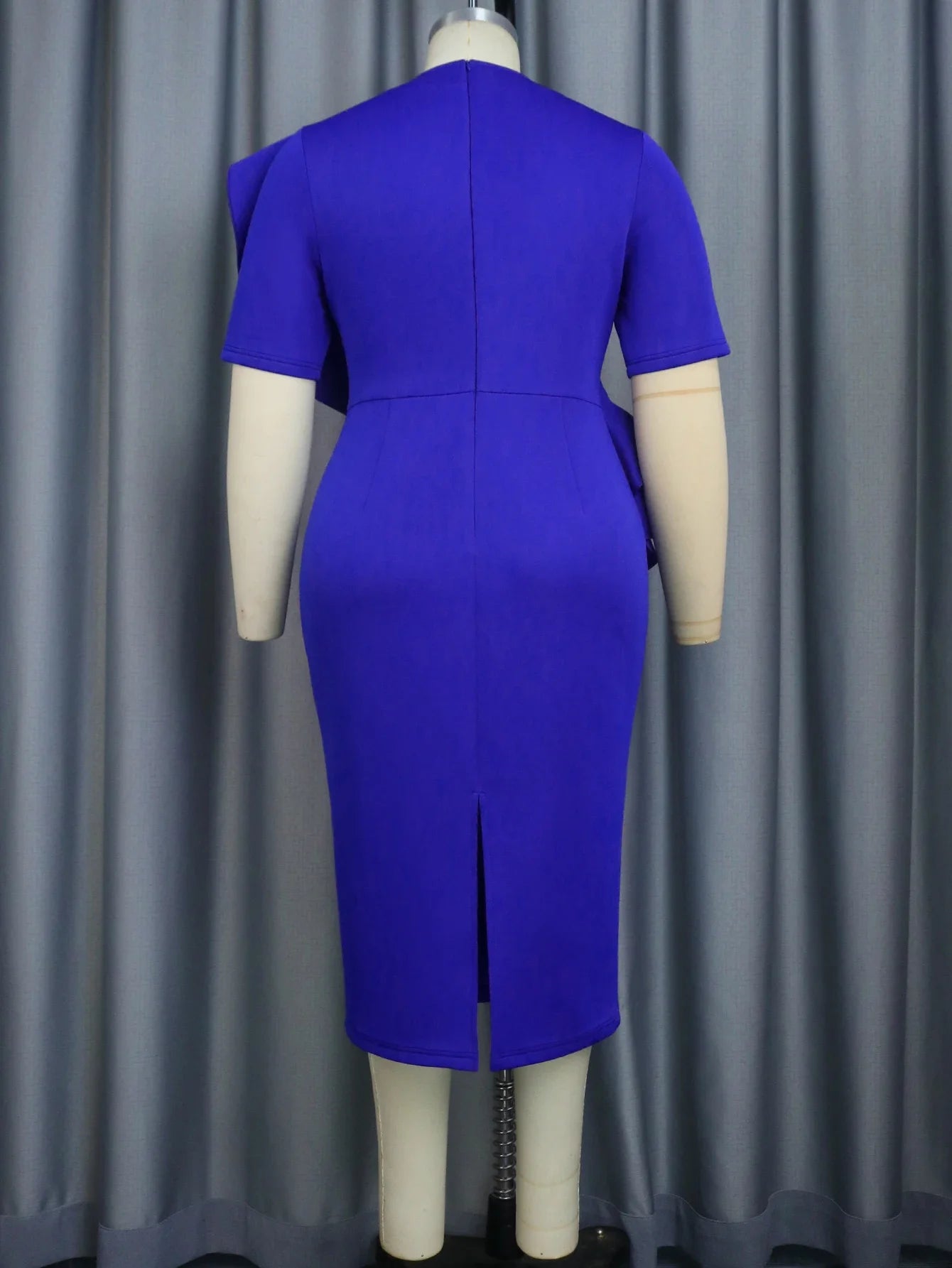 Plus Size 4XL Elegant Peplum Dress For Women O Neck Ruffle Sheath Stylish Birthday African Church Celebrate Evening Event Gown