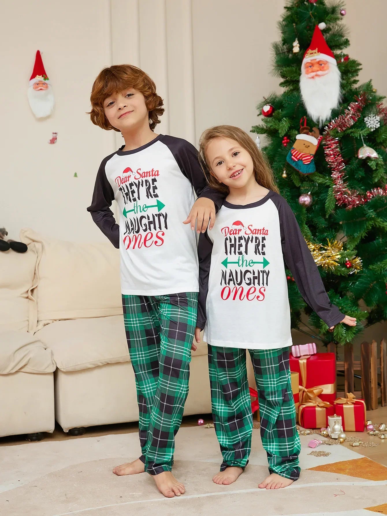 Xmas Look Toddler Boys Girls Pajamas Set Cartoon Print 2 Piecers Suit Sleepwear Christmas Matching Clothing Set Baby Romper Pjs