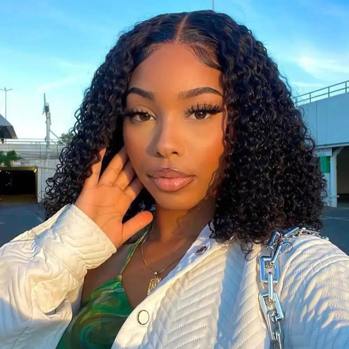 Amay Deep Wave HD Lace Front Wig Human Hair Short Bob Wig Brazilian Virgin Wigs For Black Woman Water Curly 180% Density Preplucked