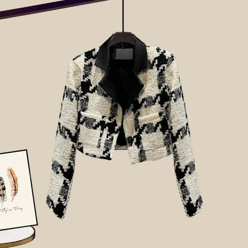 Maxy Fashionable Women's Set Spring and Autumn New Korean Edition High End Short Coat Age Reducing Dress Two Piece Set
