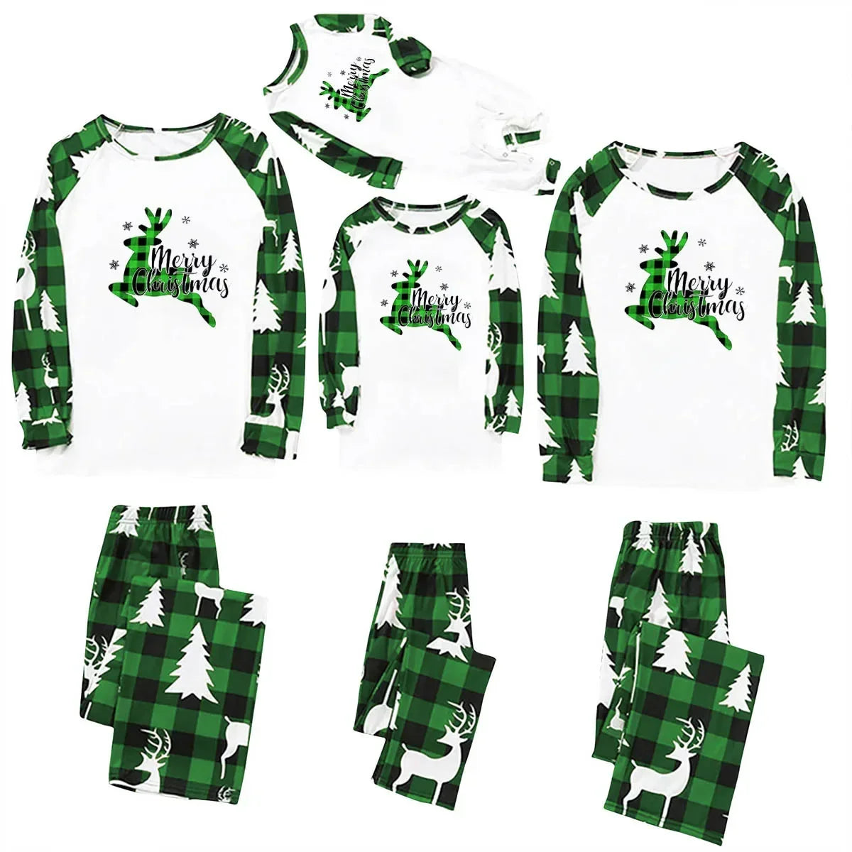 Maxy Christmas Family Look Sleepwear Mom Dad Xmas Family Matching Pajamas Santa Tree Patchwork Shirt Mother Daughter Matching Clothes