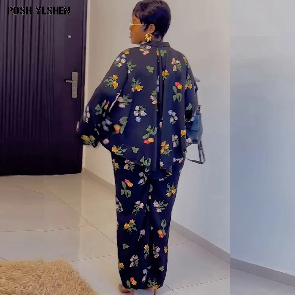 Maxy Two 2 Piece Pant Sets Women Outfit Summer Clothes African Dresses for Women New in Matching Set Sexys Dames Africa Clothing