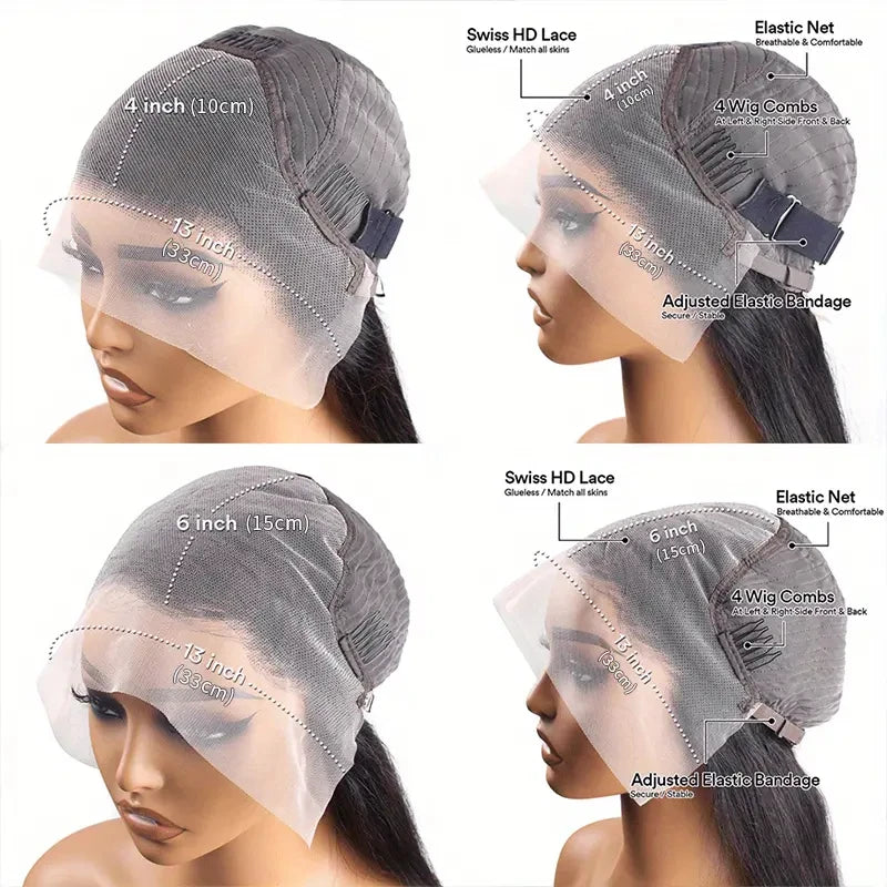 Maxy 250% Density Deep Wave Human Hair Wig 13x6 Curly Transparent Lace Frontal Wigs Human Hair for Women Pre Plucked with Baby Hair