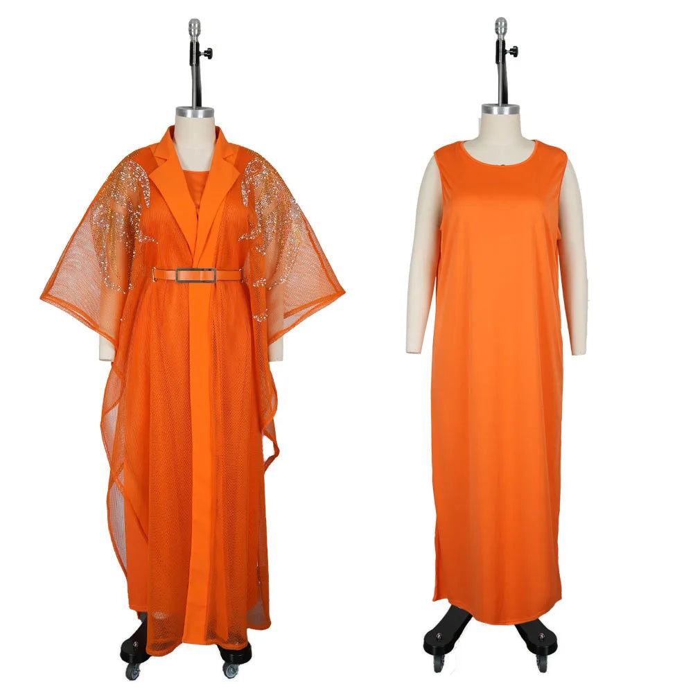 Maxy Luxury African Dresses for Women Plus Size Boubou Two Piece Set Africa Clothes Crystal Dashiki Long Dress Party Evening Gowns