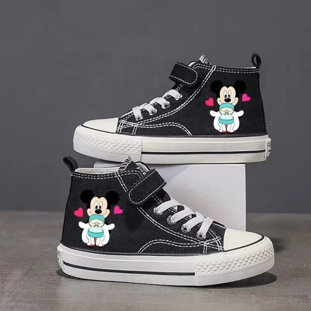 Maxy Girl Boys Kids Shoes Love Mickey Mouse Clubhouse Disney High-top Low Canvas shoes Casual Cartoon comfort Children Print Shoes 22