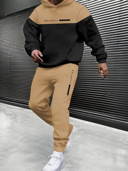 Maxy Men's Simple Design Hoodies Pants Two Piece Sets Autumn Winter Outdoor Street Hip Hop Long Sleeve Clothes Loose Casual Tracksuit