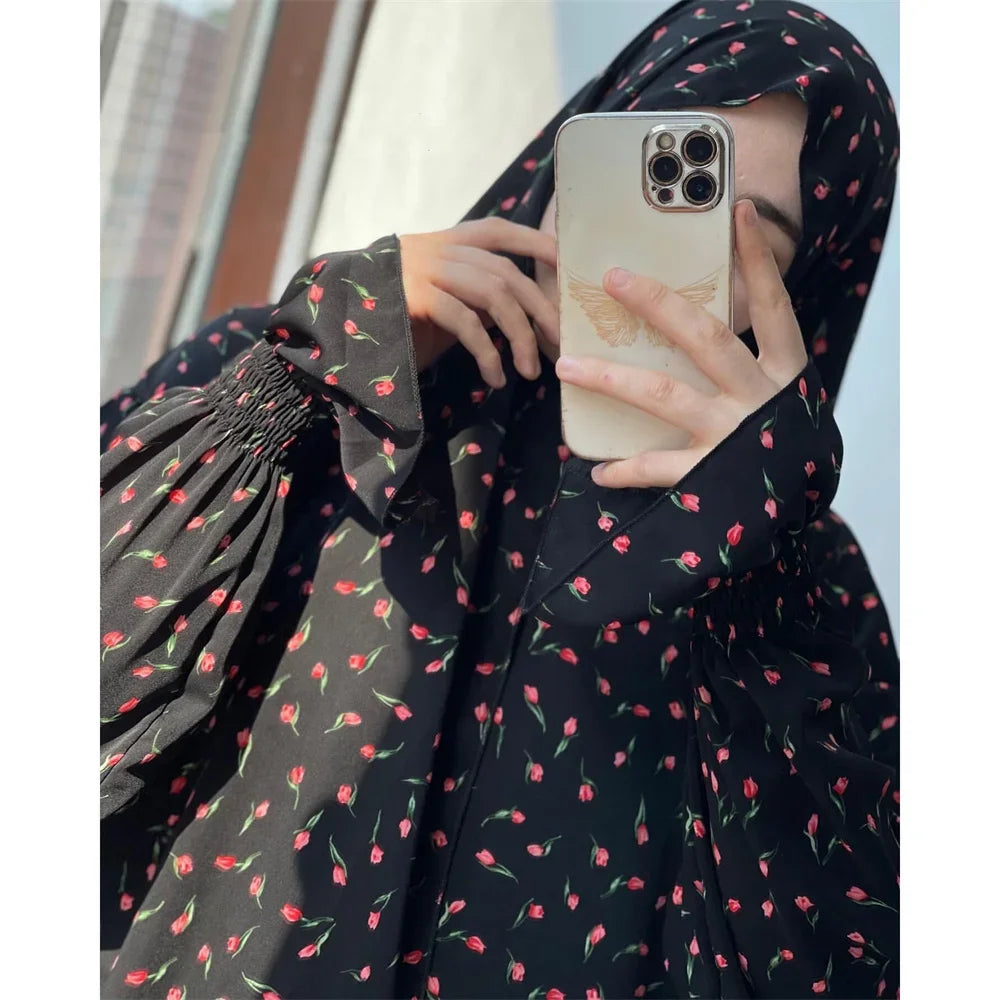 Maxy Prayer Dress Women Ramadan Islamic Clothing Formal Print Muslim Garment Hooded Dubai Turkey Namaz Long Jurken Abaya Hijab Gown