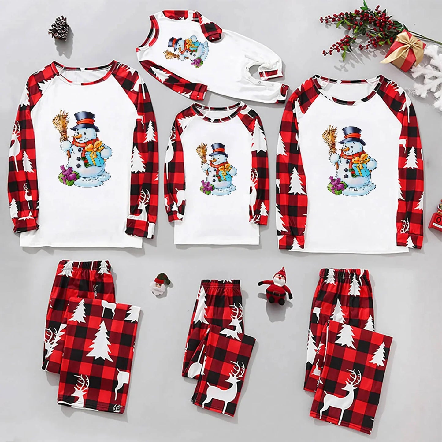 Christmas Family Pajamas Santa Trees Printed Mother Daughter Max Matching Clothes Casual Soft Sleepwear Xmas Family Look Clothing