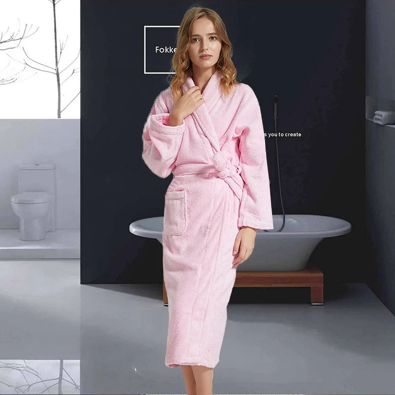 Summer Women Bathrobe Long Cotton Warm Nightgown Towel Bathrobe Thickening Plus Size XXL Autumn Winter Pajamas Home Service