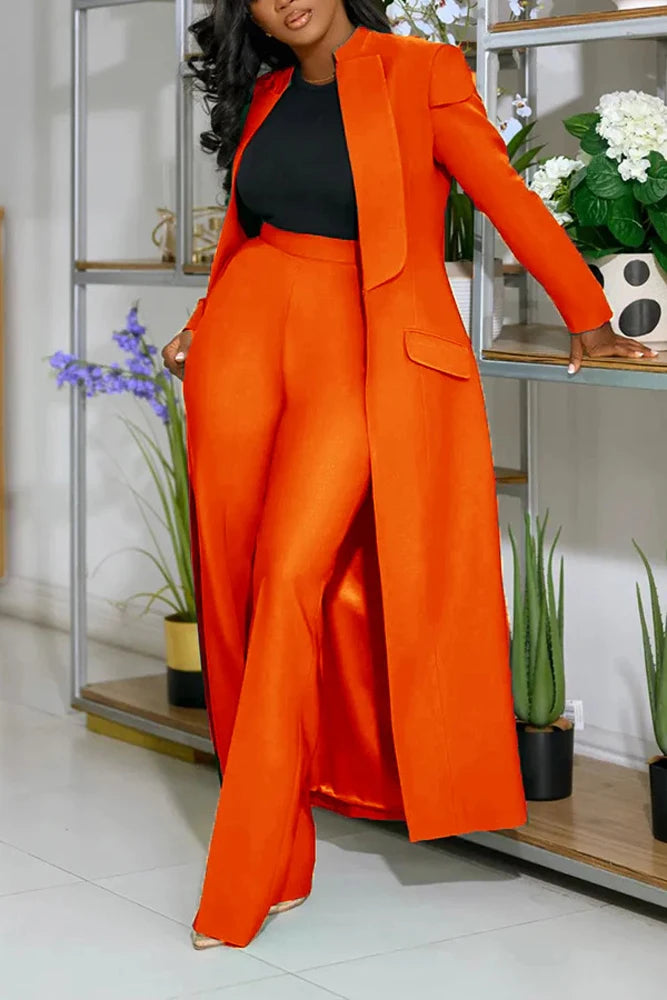 Maxy Streetwear Fashion X-Long Blazer Coat and Long Pants Suit 2 Two Piece Set for Women Spring African Work Business Outfits