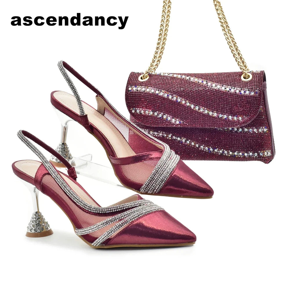 Maxy Fashion Party Italian Shoe Bag Set Ladies Shoe with Matching Bag Set 2024 Designer Shoes Women Luxury