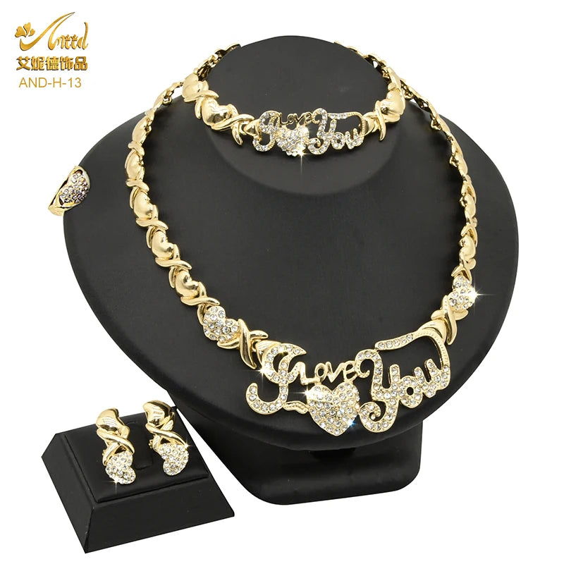 Maxy Jewelry Set Wedding Dubai Gold Color Bridal Necklace Bracelets Earrings Moroccan Nigerian Jewellery Sets