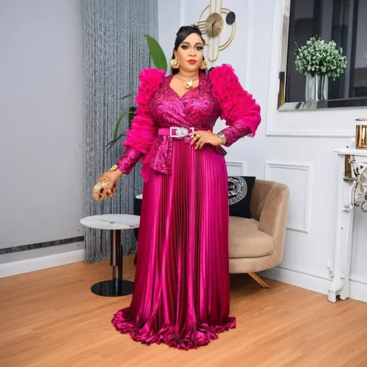 Maxy Elegant African Dresses for Women Wedding Evening Party Gown Sequins Ankara Dashiki Africa Clothing Turkey Kaftan Dubai Abayas