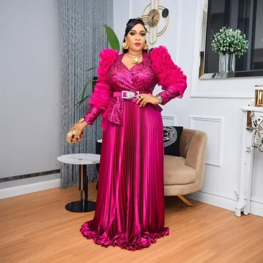 Maxy Elegant African Dresses for Women Wedding Evening Party Gown Sequins Ankara Dashiki Africa Clothing Turkey Kaftan Dubai Abayas