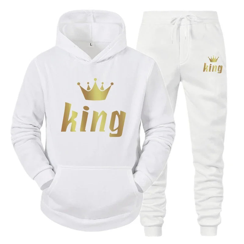 Maxy King And Queen Couple Outfit Hoodie and Jogger Pants High Quality Men Women Daily Casual Sport Jogging Suit King Queen Tracksuit
