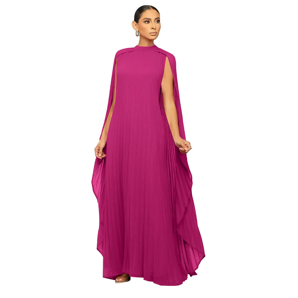Maxy Dashiki African Dresses for Women Spring Fashion O-neck Long Sleeve Solid Color Long Maxy Dress African Clothes Women