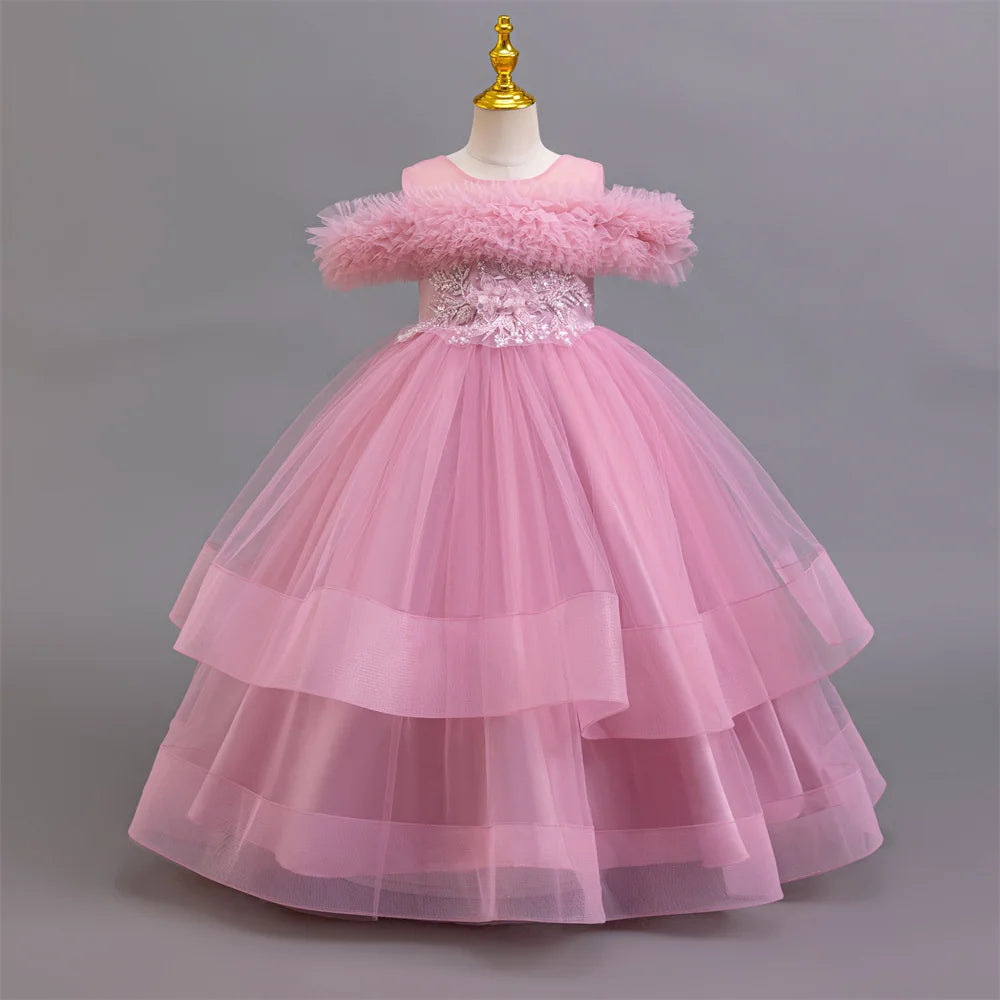 Maxy New elegant girls' dresses, piano performance costumes, chiffon party, birthday party, evening dress for girls aged 4-12