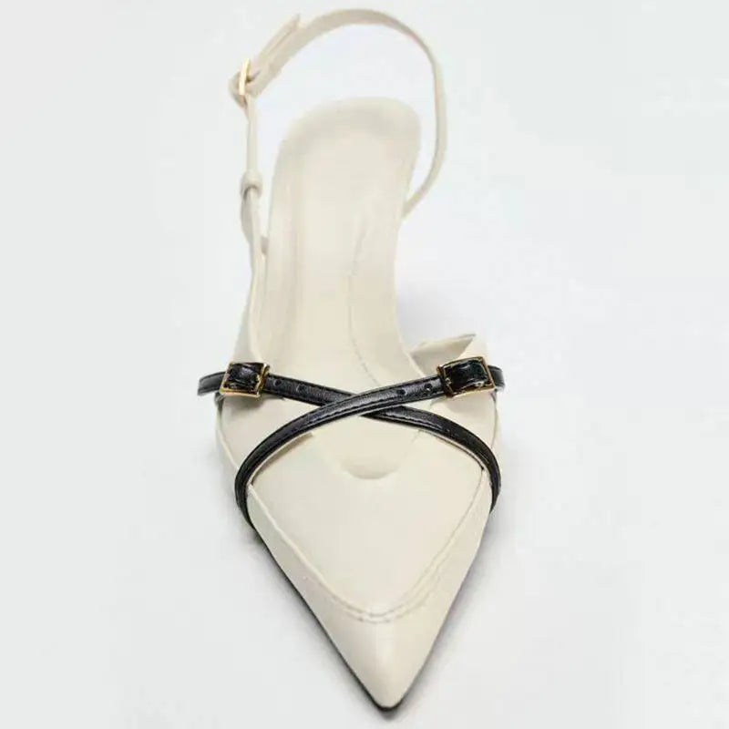 Bebs New Brand Summer Pointed Toe Women Sandals Concise Slingback Party Dress Mules Shoes Sexy High Heels Banquet Striptease Sandals