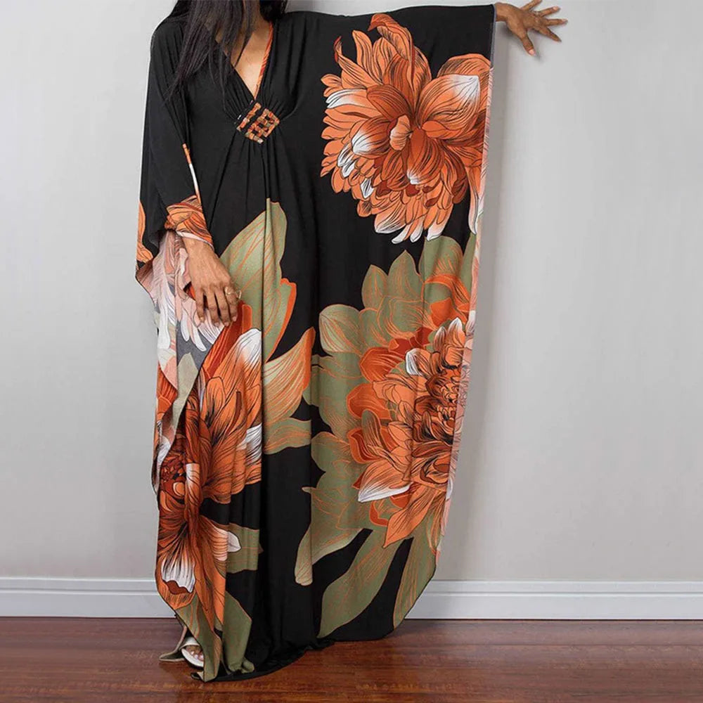 Maxy Long Dress Summer Sunscreen Smock Casual Loose Swimsuit Cover Up Dress Vacation Bathing Suit Bikini Cover-Ups for Women