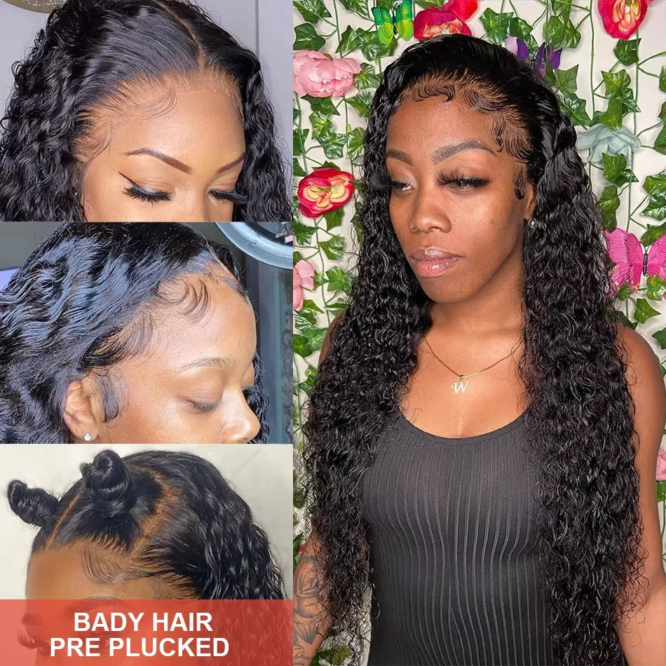 Maxy 13x4 Hd Lace Frontal Wig 13x6 Curly Human Hair Wigs Water Wave Human Hair Wig 30 40 Inch Loose Deep Wave Brazilian Choice Black