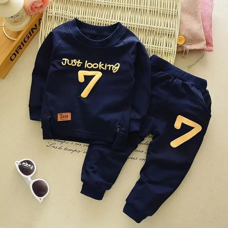 Maxy Kid Boy Clothes Set Children Girls Letter Printed Sweatshirt Top and Pants Bottom 2PCS Suit Baby Long Sleeve Tracksuits