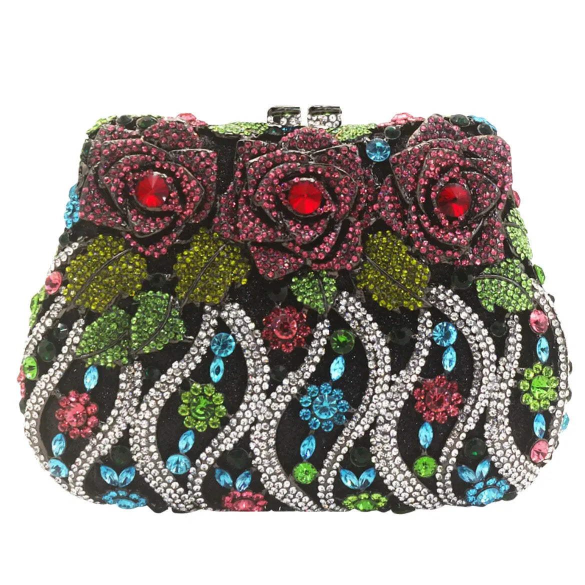 Maxy Colorful Women Flower Stone Clutch Dinner Party Evening Bags Wedding Bridal Crystal Minaudiere Floral Handbag Diamond Gift Purse
