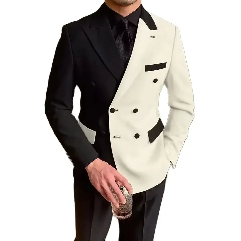 Visco Formal Suits for Men Latest Design Double Breasted Wedding Tuxedo Groomsmen 2 Pieces Slim Fit Fashion Suit Jacket with Pants