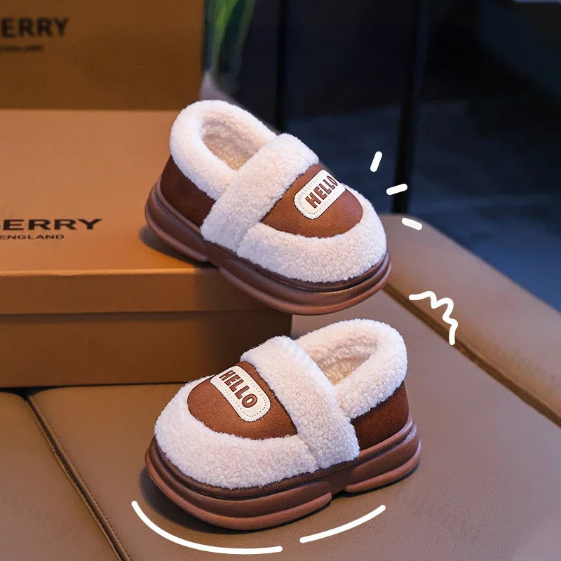 Maxy Toddler Plush Cotton Shoes Warm Kids Winter New Casual Furry Shoes Girl Boy Anti-slip Soft Sole Kids Snow Shoes Fashion Sneakers