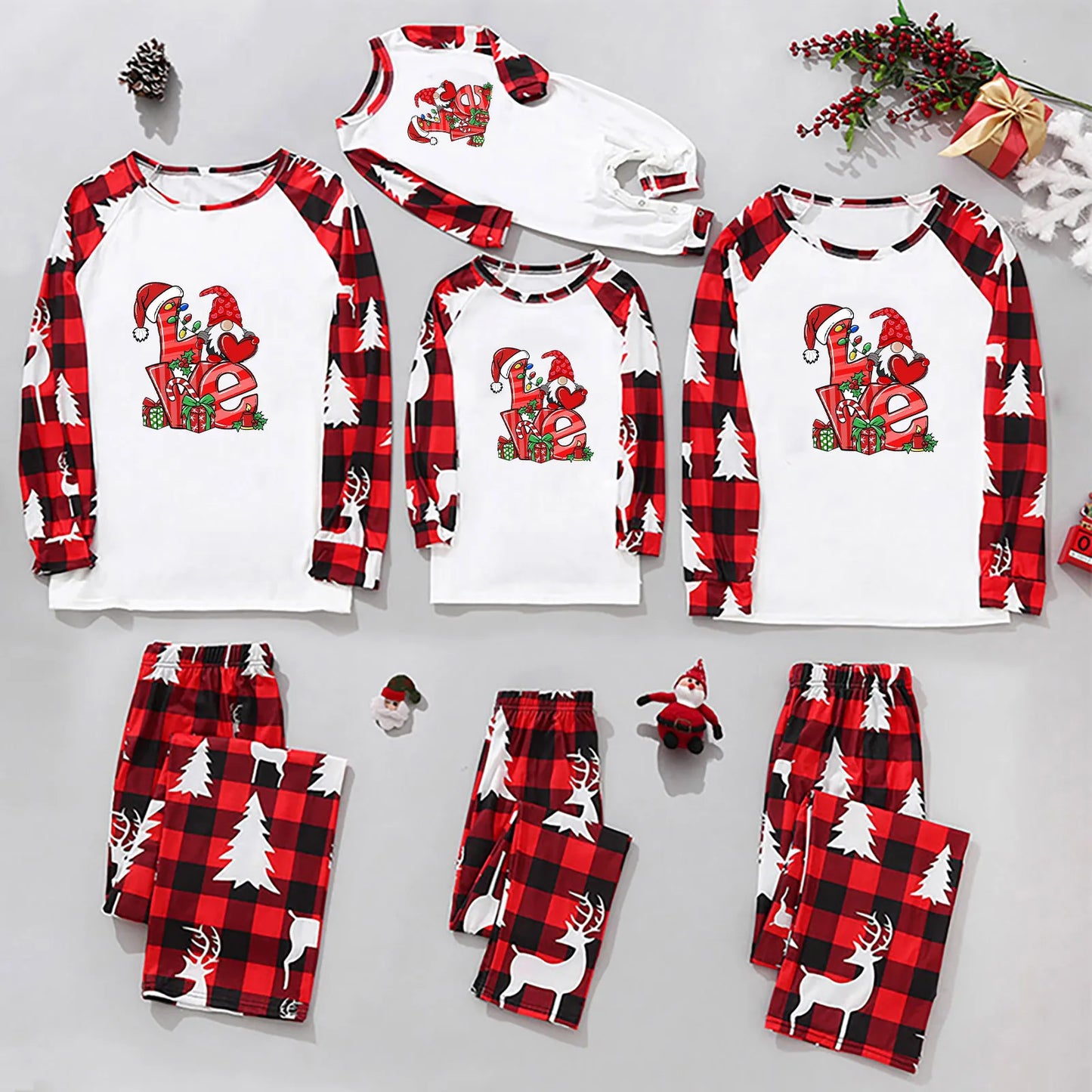 New Christmas Pajamas Family 2023 Xmas Print Red And White With Cozy Comfortable Family Matching Outfits Baby Clothes Home Set