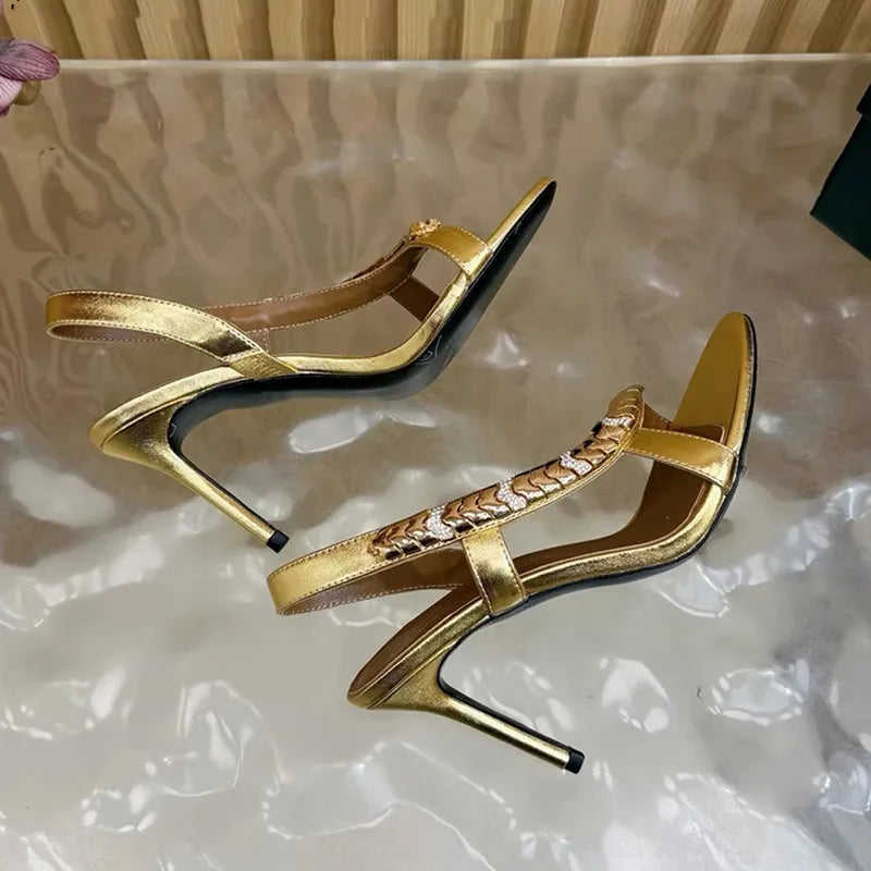 Maxy Luxury Rhinestones Sequined Satin Women Gladiator Sandals Fashion Summer Slingbacks Wedding Thin High heels Party Dress Shoes