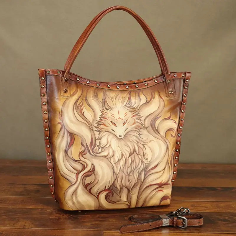 Maxy Luxury Fashion Leather Women's Bag Large Capacity Hand Drawn Handbags Tote Bag Shoulder Crossbody Bags First Layer Cowhide