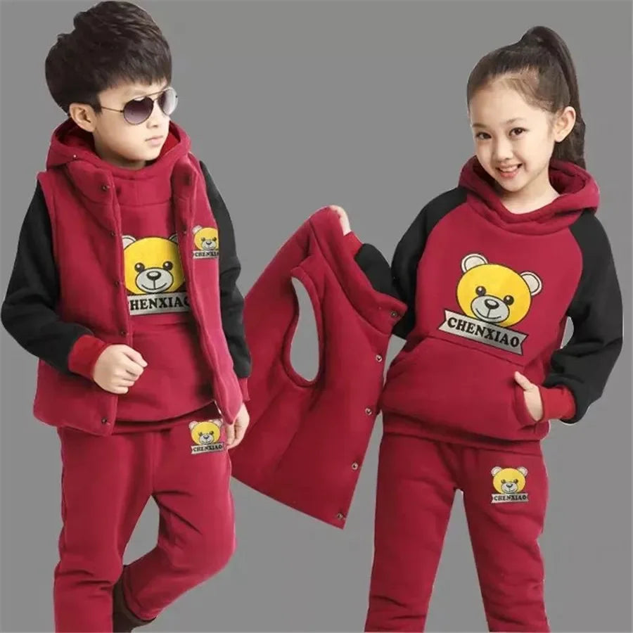 Maxy 2024 winter Boys tracksuit Autumn Toddler Teenager Clothes tiger velvet jacket + Sweater + Pant Children Kids 8 9 10 11 12 year