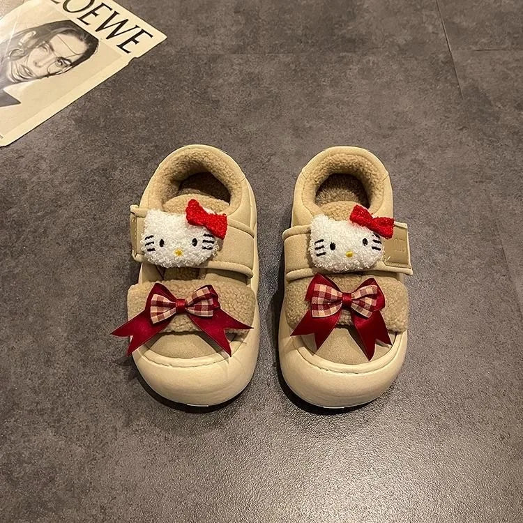 Maxy Hello Kitty Doll Casual Shoes for Women in Winter with Thick Velvet for Height Increase, Wearing Cotton Shoes Externally