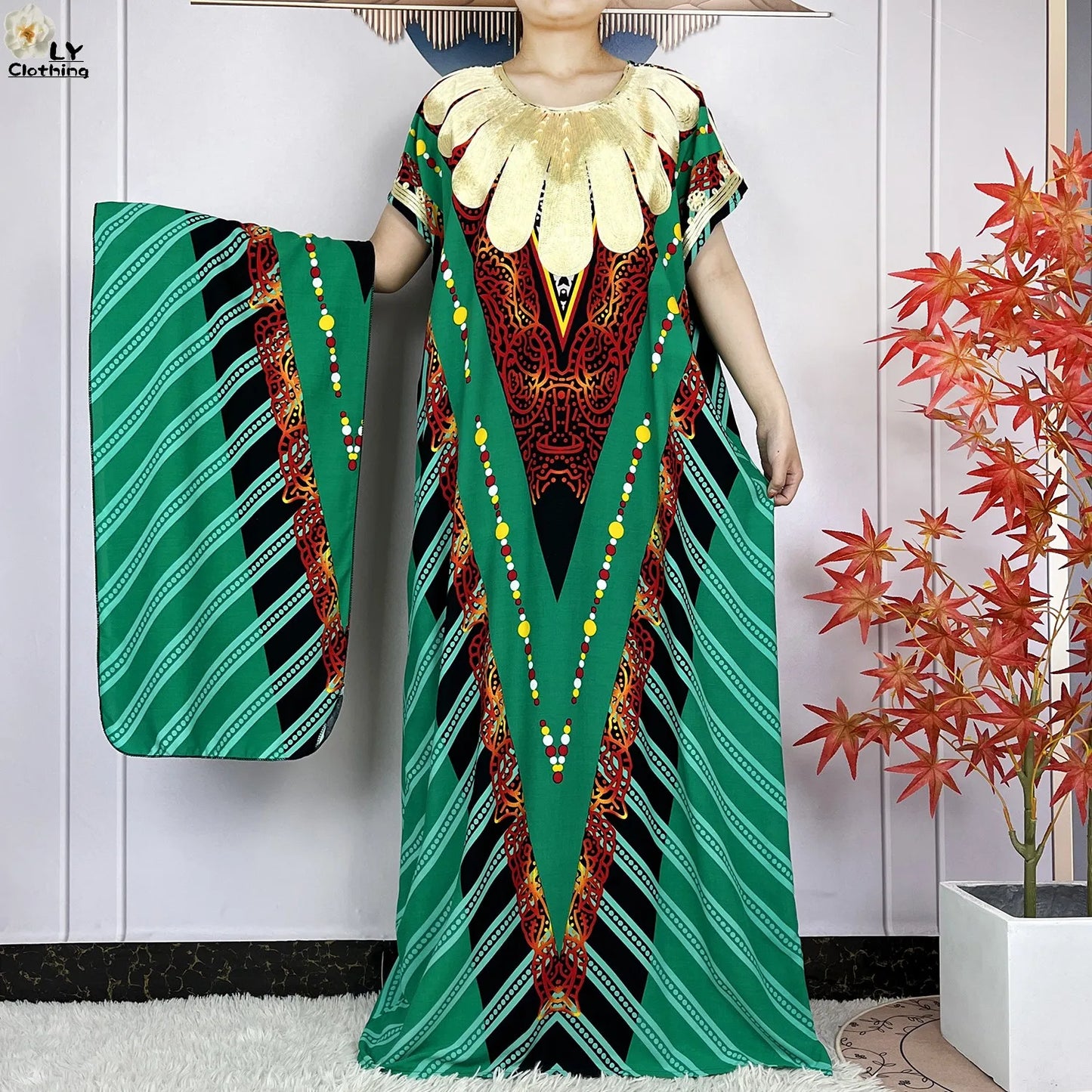 Maxy Summer Short Sleeve Casual Loose Dress New Muslim Women's 100% Cotton African Dashiki Print Maxy Elegant Ladies Dresses