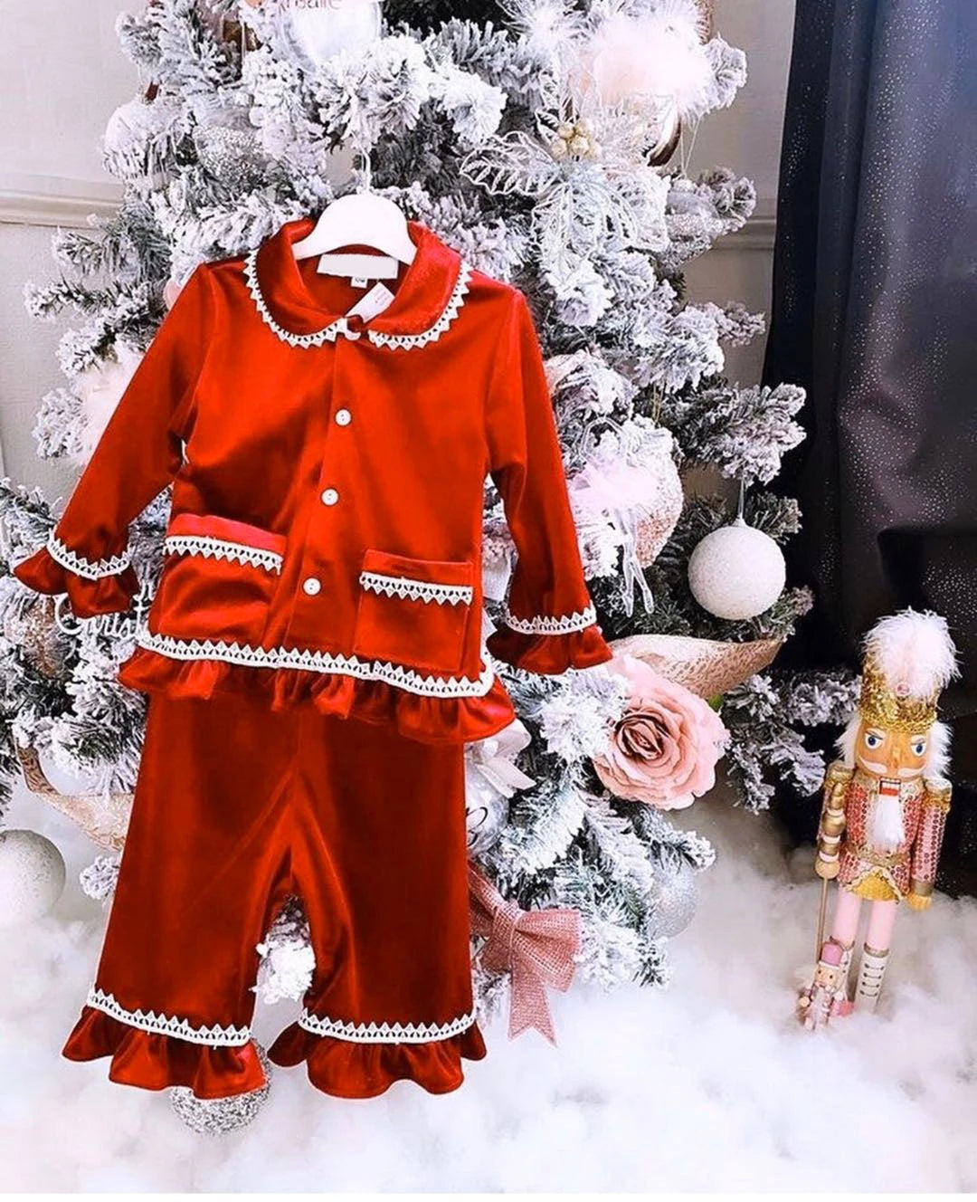 Red Velvet  Max Family Matching Pjs Christmas Mother Kids Pajamas Sleepwear Baby Clothes Loungewear Red Boys Girls Pyjamas Set
