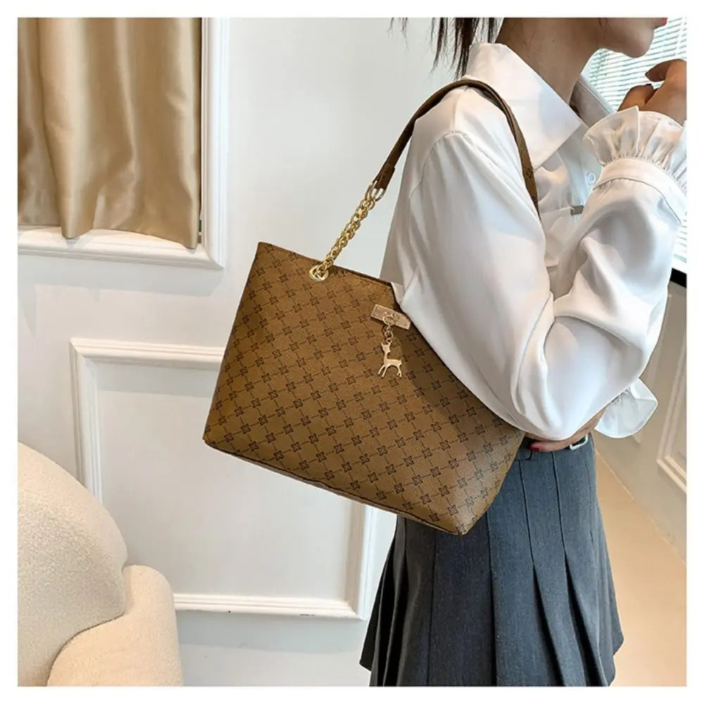 Maxy Women Luxury Design Tote Bag Large Capacity Handbag Fashion Printing Shoulder Bag Trendy New Shopping Bag Purse