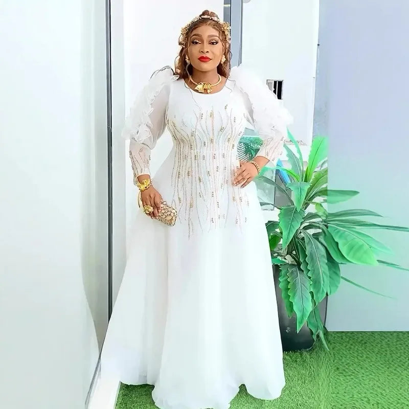 Maxy Dresses for Women Plus Size Africa Clothes Outfits Gown Elegant Wedding Party Long Dress