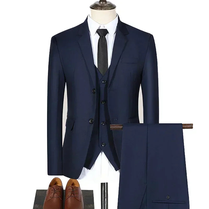 Amay High Quality Men Suits for Wedding 2 Pieces 3 Sets Blazers Elegant Formal Jackets Vest Pants Coats Full  Classic Costume