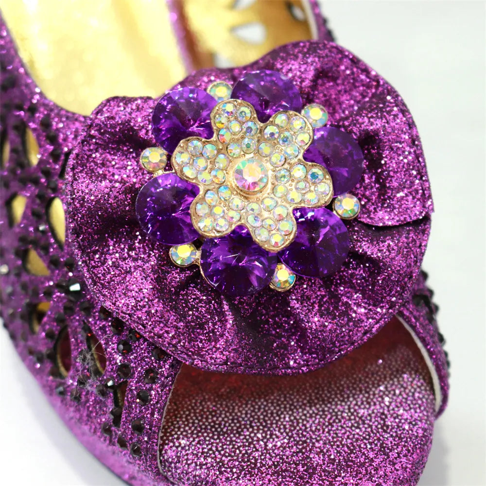 Latest Maxy Shoes and Bags To Match Shoes with Bag Set Women Shoes with Bag Decorated with Rhinestone Shoes and Bag Set