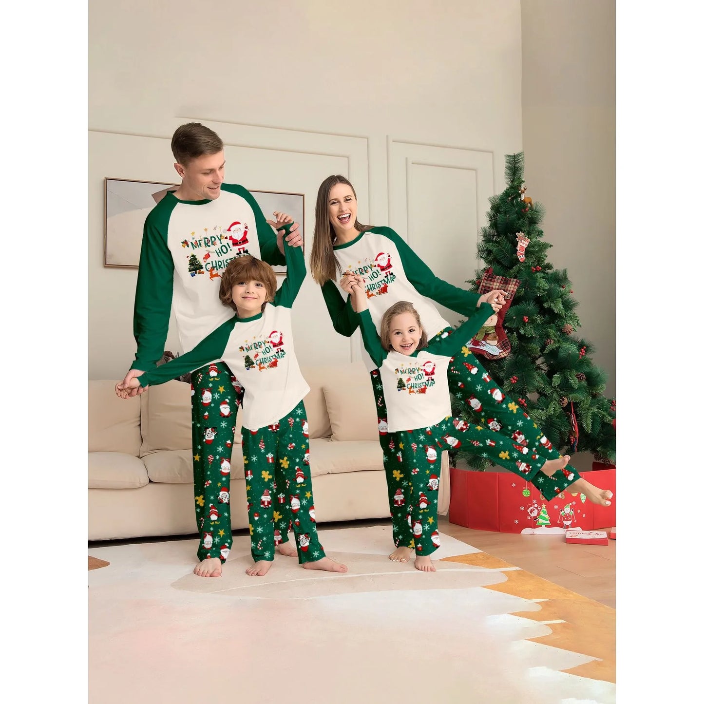 Christmas Family Matching Outfits Adult Kids Mom Dad Pajamas Set Baby Rompers Casual Sleepwear Xmas Claus Family Look Pyjamas