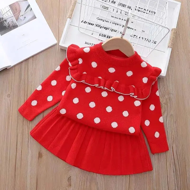 Maxy Girls Sweater Sets Winter Autumn Knitted Sweater Top Skirt Toddler Girl Clothes Children's Clothing Girl Warm Kids Clothes Suits