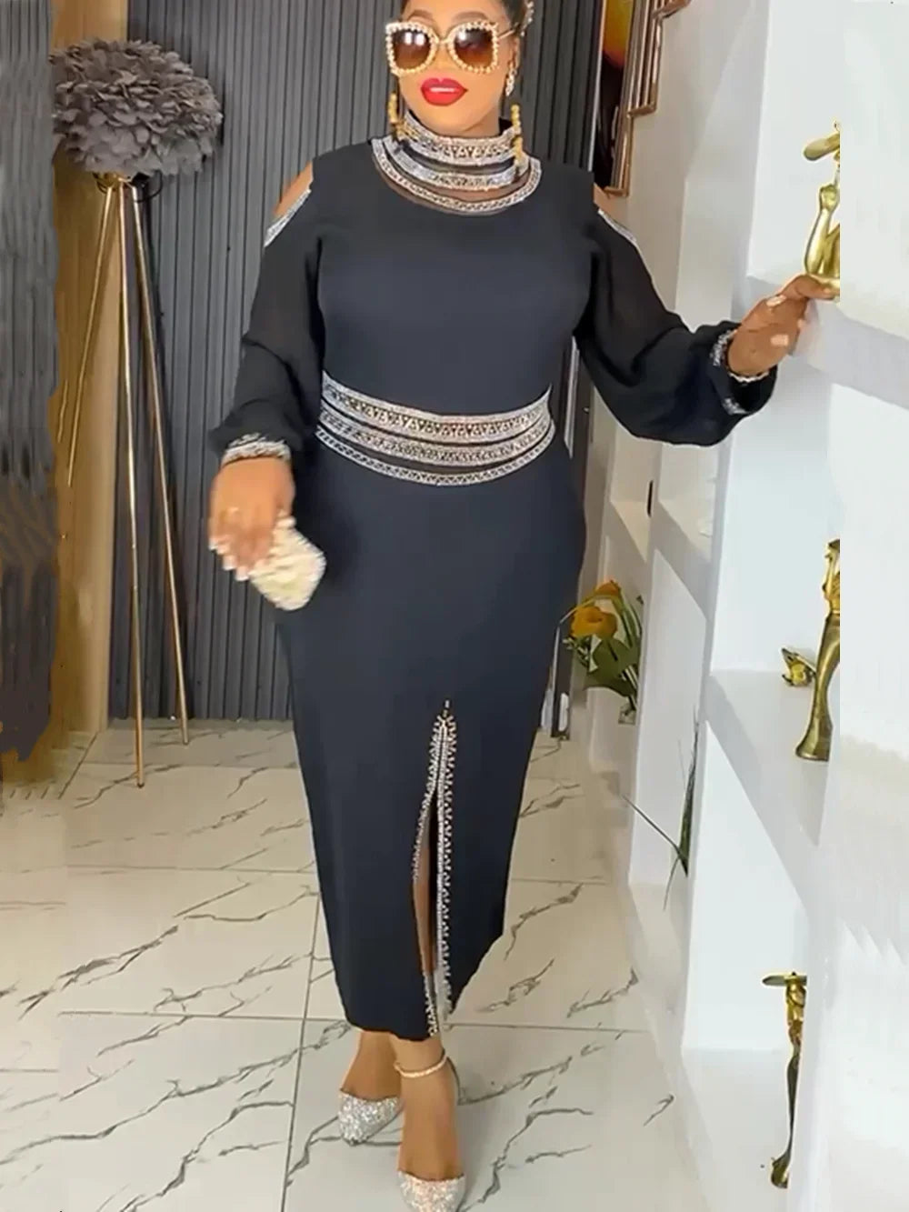 Amay Elegant Dresses for Women New Summer Africa Clothing Plus Size Wedding Party Long Dress Dashiki Ankara Outfit Robe